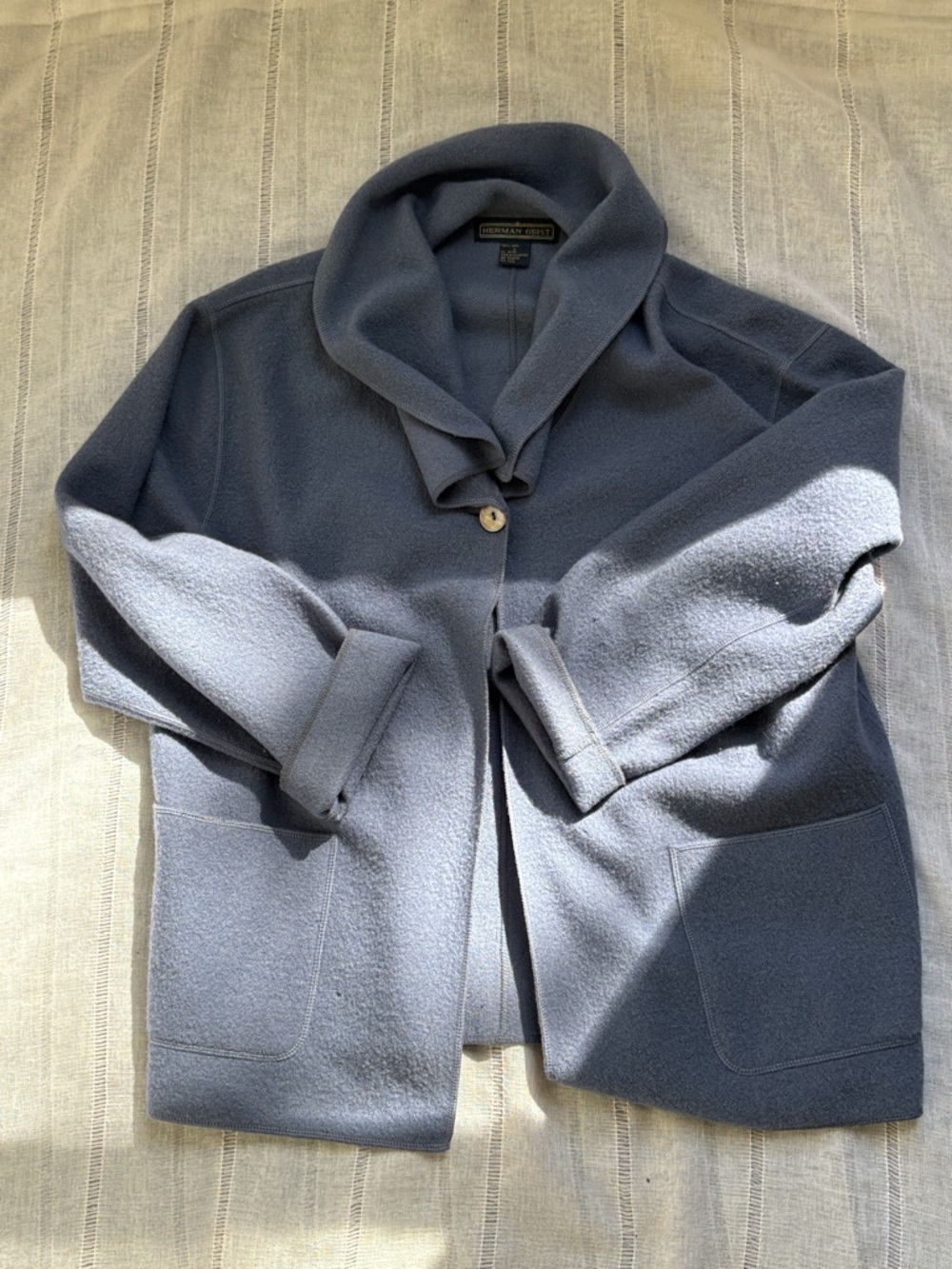 Herman Geist Shawl Collar Button Front Jacket — Dusty Blue - Picture 9 of 13